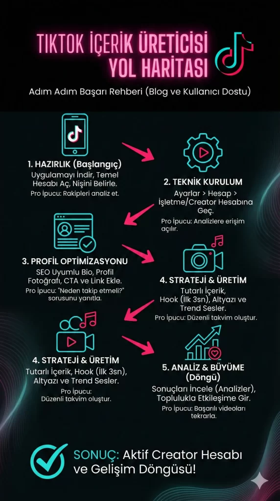 TikTok İçerik Üreticisi Yol Haritası: Sıfırdan Profesyonelliğe Geçiş Rehberi