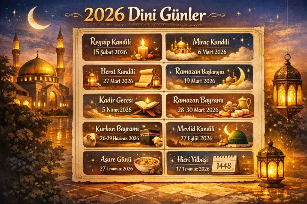 Diyanet onaylı resmi 2026 dini günler listesi - 2026 dini günler takvimi